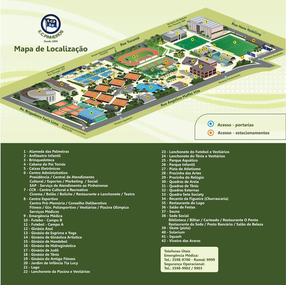 Mapa Esporte Clube Pinheiros