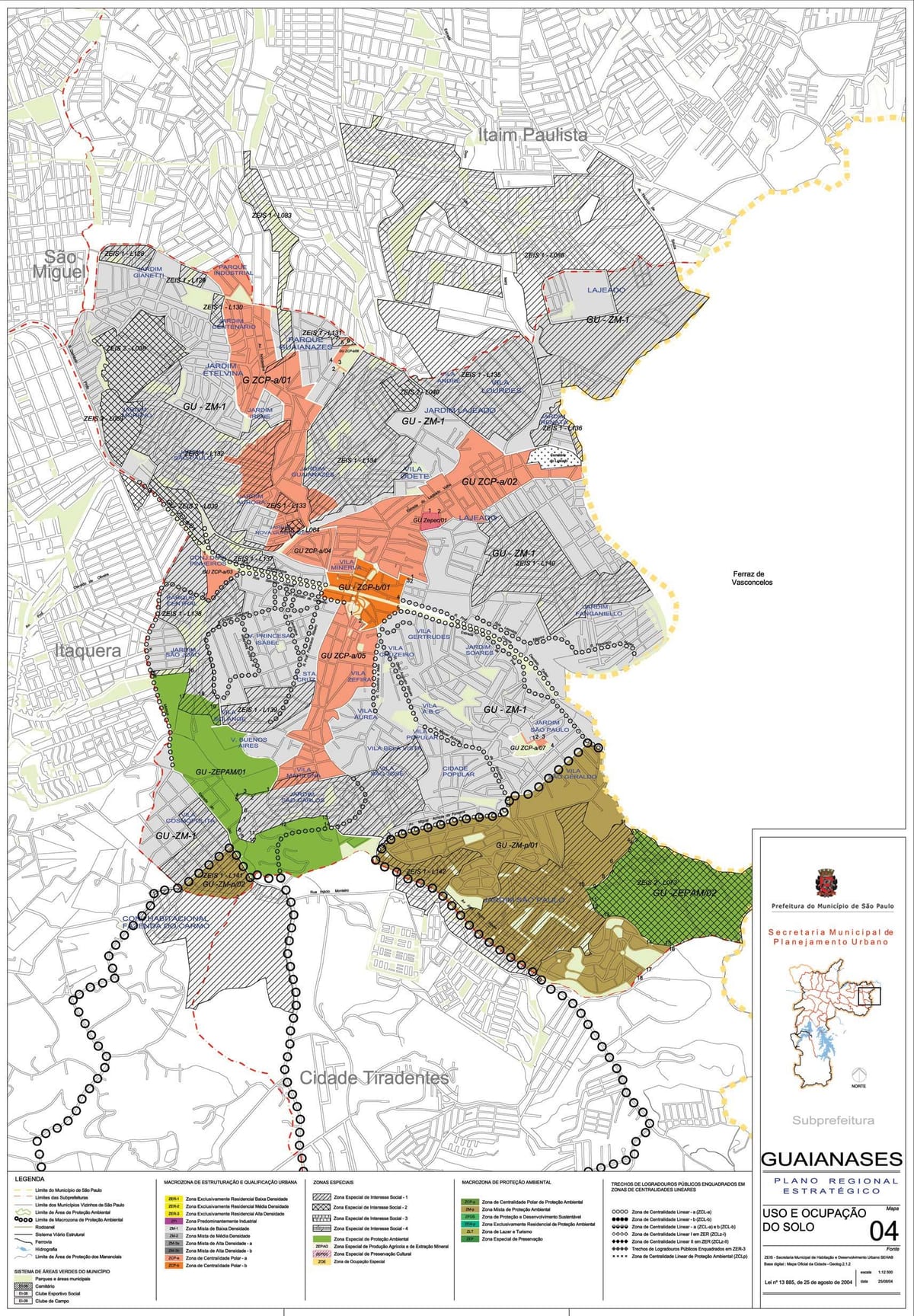 Mapa Guaianases São Paulo - zábor půdy