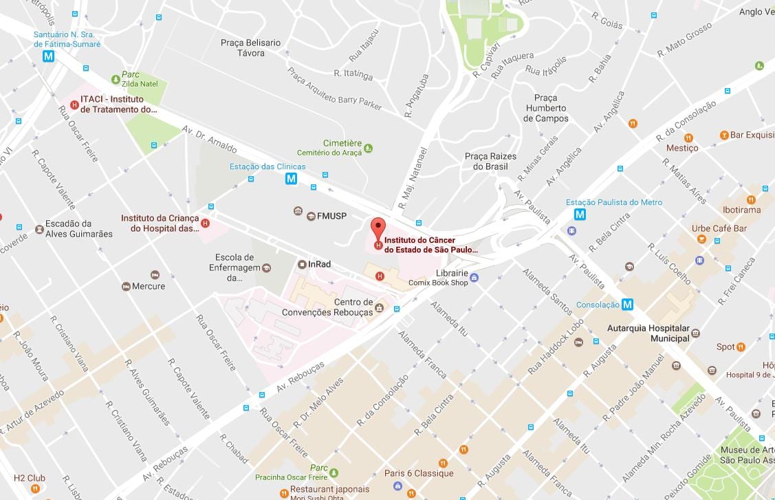 Mapa Institutu Rakoviny São Paulo