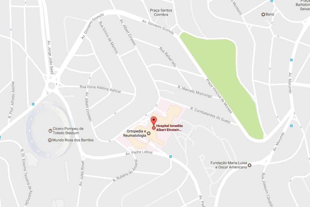 Mapa Israelita Albert Einstein nemocnice