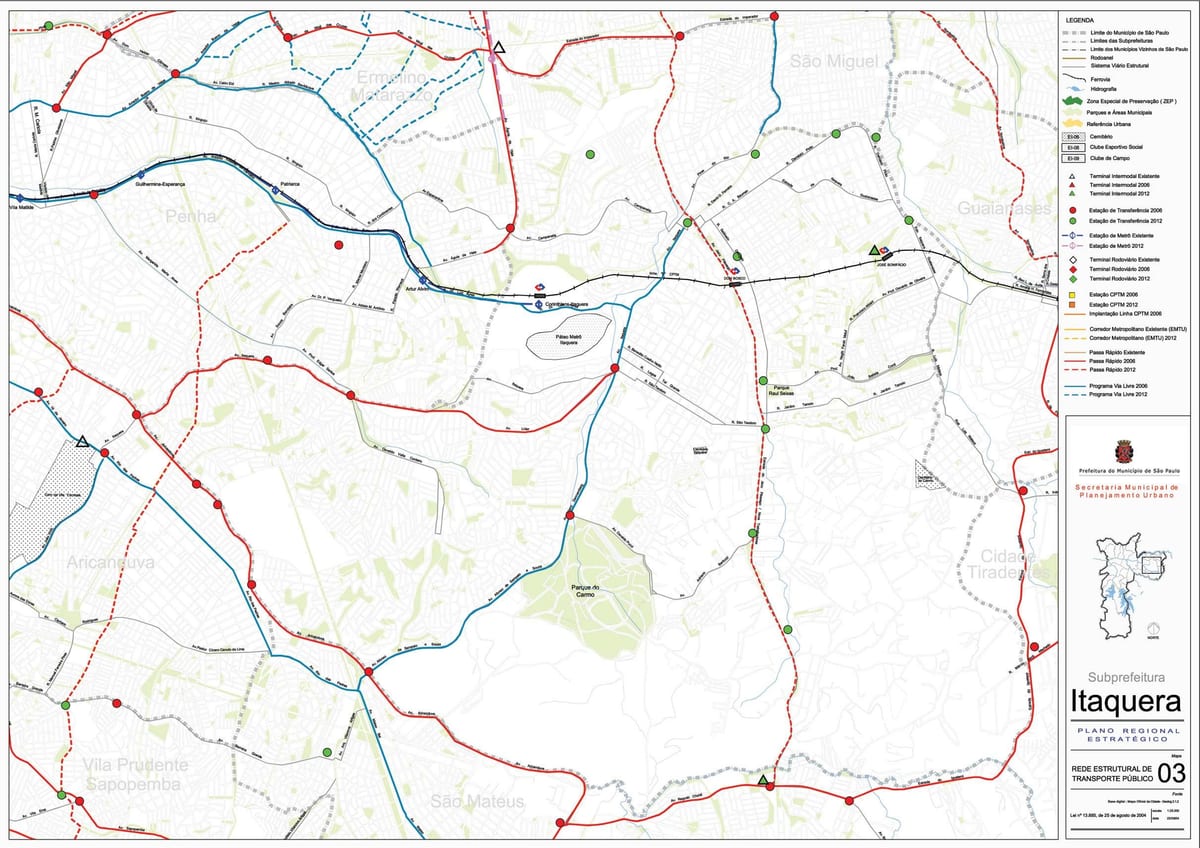 Mapa Itaquera São Paulo - Veřejné dopravě