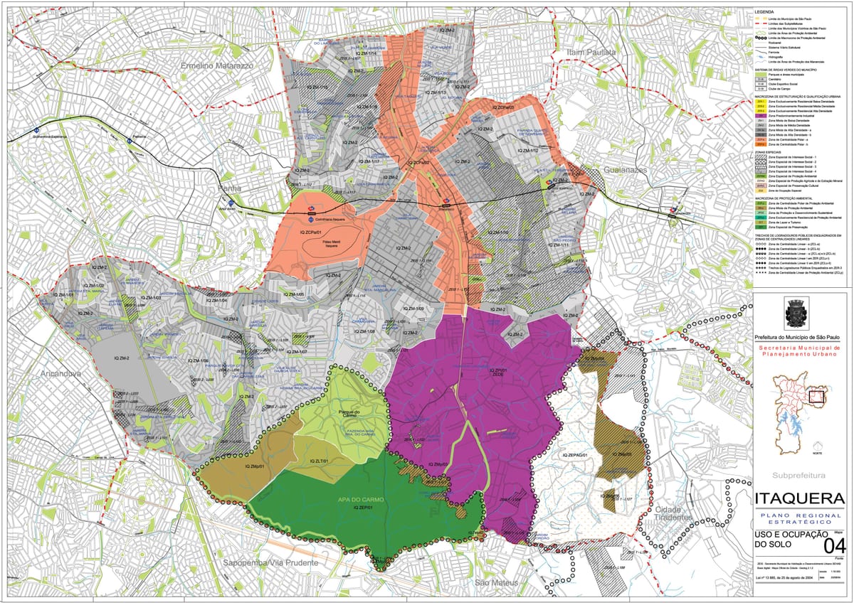 Mapa Itaquera São Paulo - zábor půdy