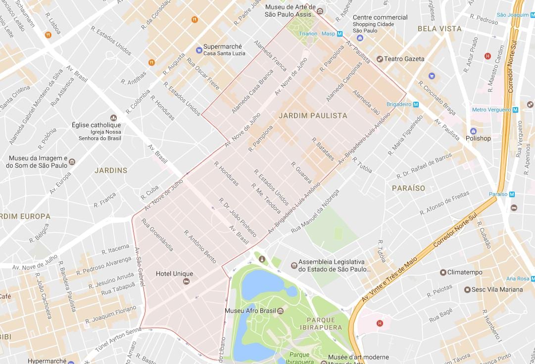 Mapa Jardim Paulista São Paulo