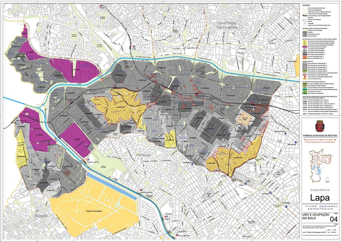 Mapa Lapa São Paulo - zábor půdy
