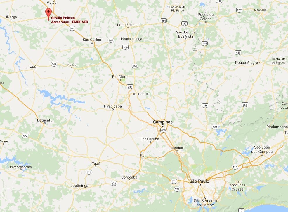 Mapa letiště Gavião Peixoto