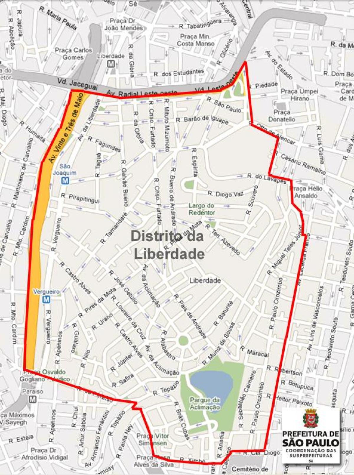 Mapa Liberdade v São Paulo