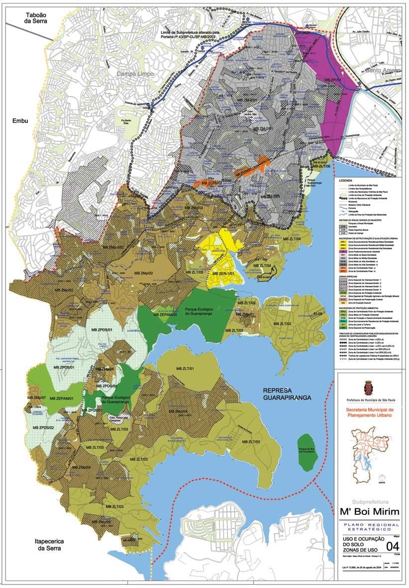 Mapa M'Boi Mirim São Paulo - zábor půdy