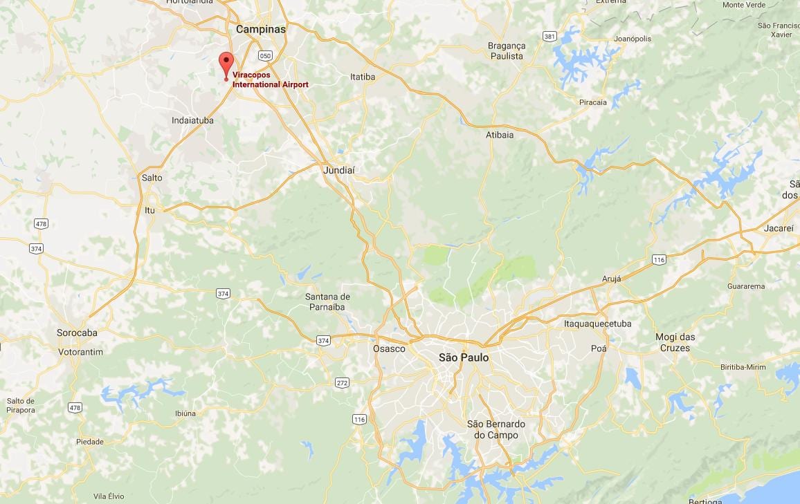 Mapa mezinárodní letiště Campinas