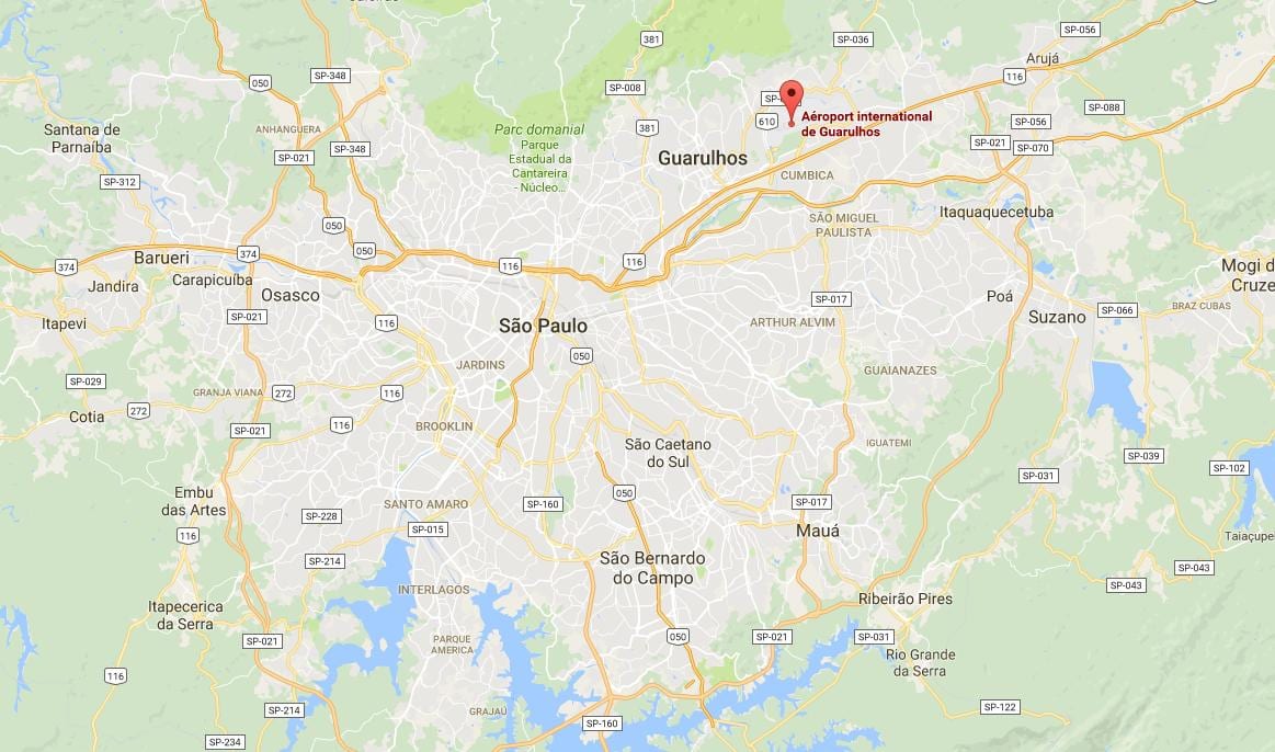Mapa mezinárodního letiště Guarulhos