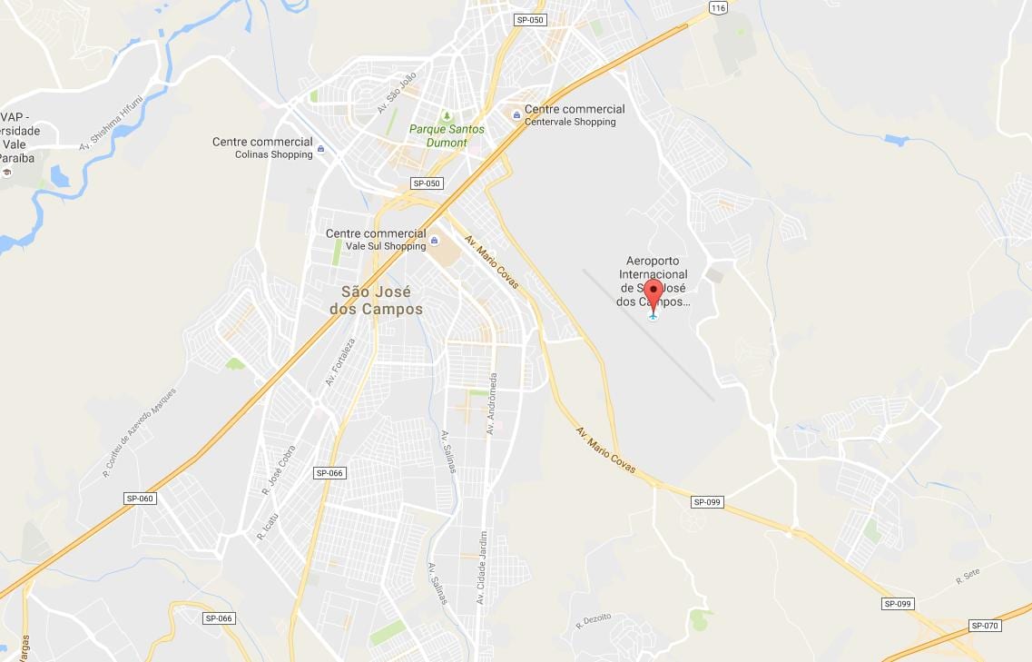 Mapa mezinárodního letiště São José dos Campos