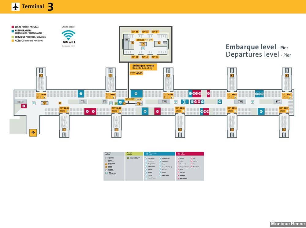 Mapa mezinárodní letiště São Paulo-Guarulhos - Terminál 3
