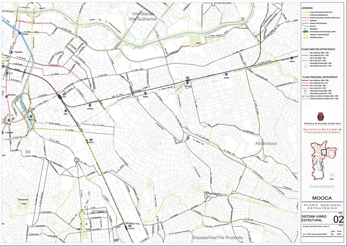 Mapa Mooca São Paulo - Silnice