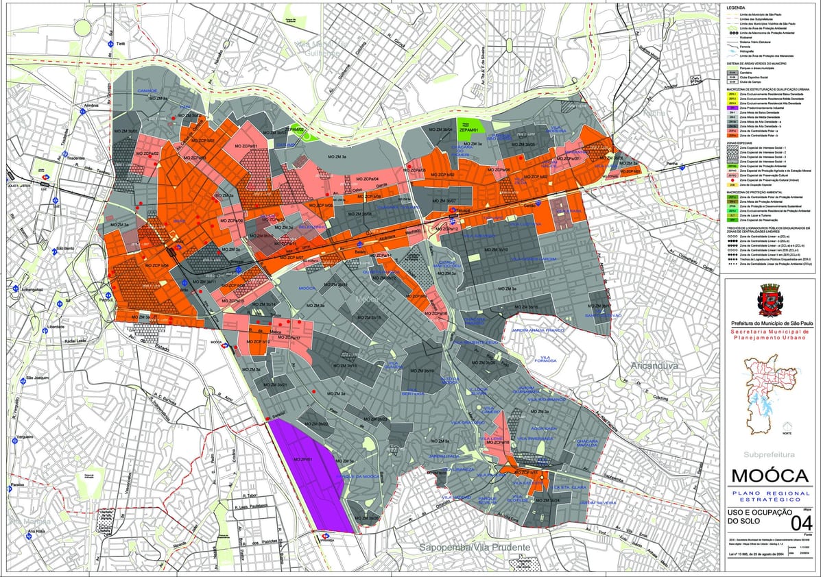 Mapa Mooca São Paulo - zábor půdy