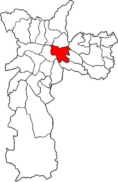 Mapa Mooca sub-prefektura São Paulo