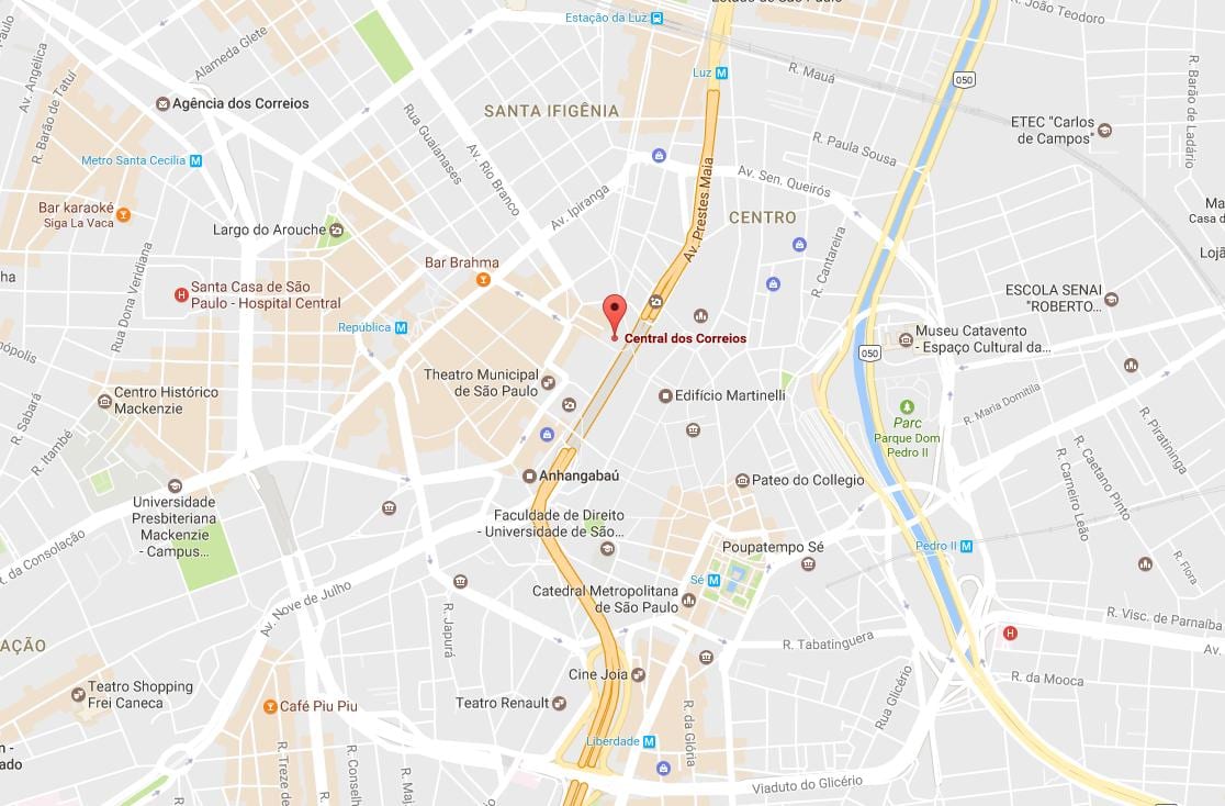 Mapa Palácio dos společnosti correios São Paulo