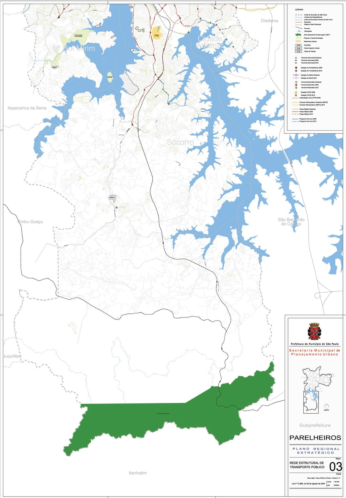 Mapa Parelheiros São Paulo - Veřejné dopravě