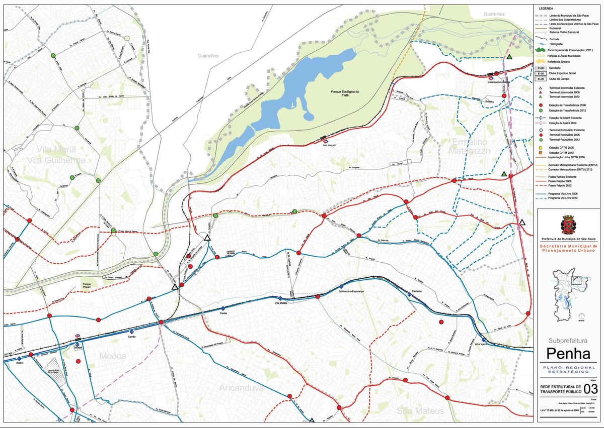 Mapa Penha São Paulo - Veřejné dopravě