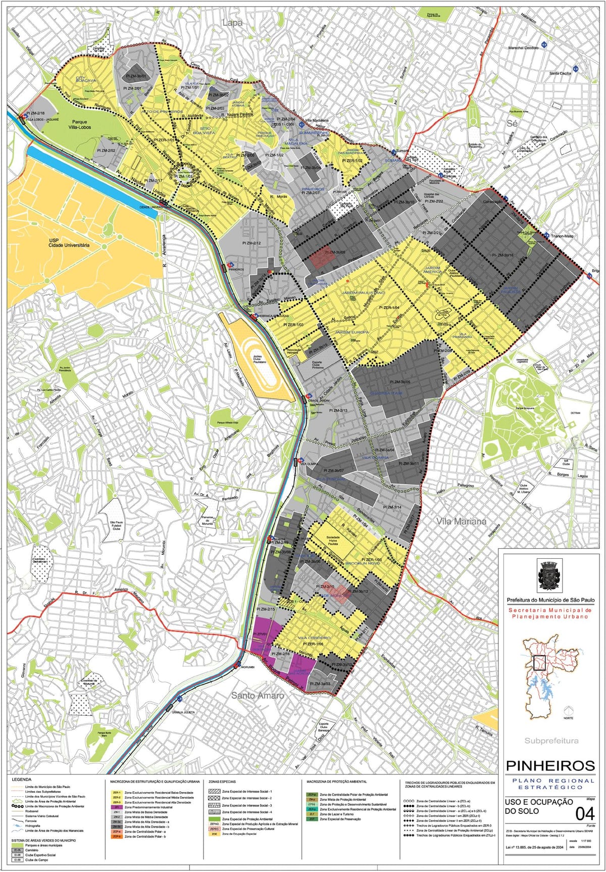 Mapa São Paulo Pinheiros - zábor půdy