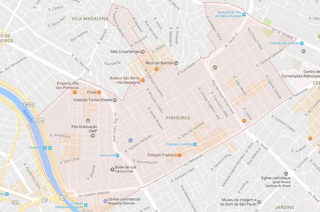 Mapa São Paulo Pinheiros