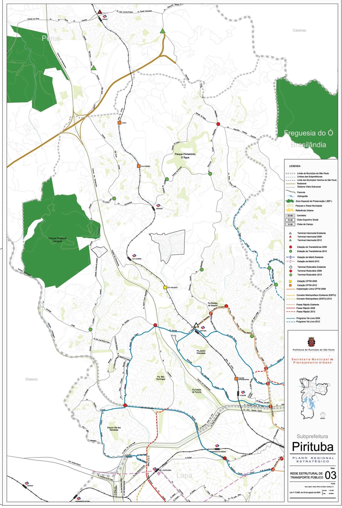 Mapa Pirituba-Jaraguá São Paulo - Veřejné dopravě