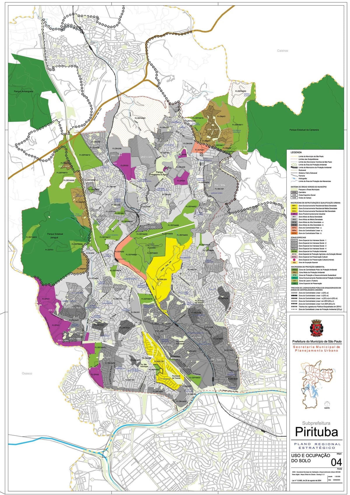 Mapa Pirituba-Jaraguá São Paulo - zábor půdy