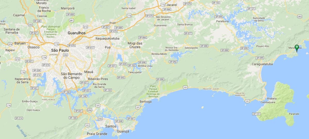 Mapa pláži Caçandoca