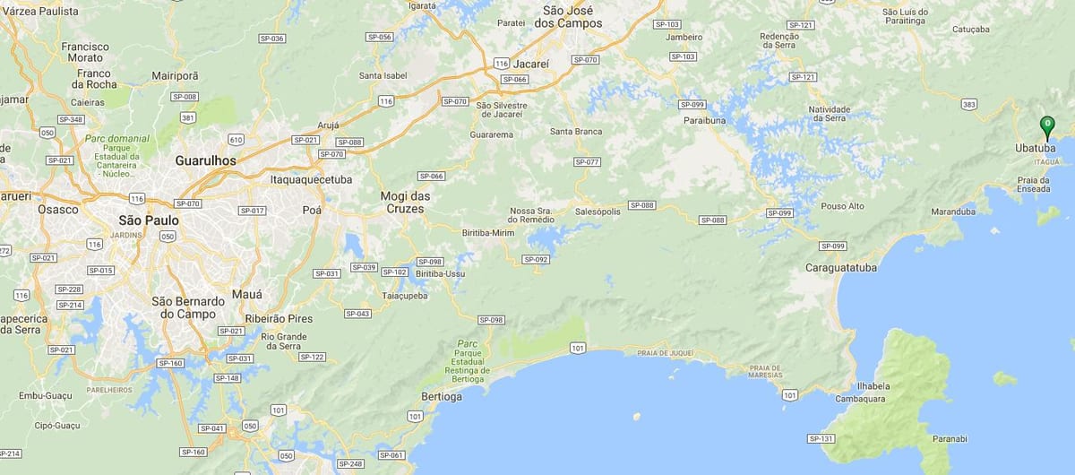 Mapa pláž Perequê Açu