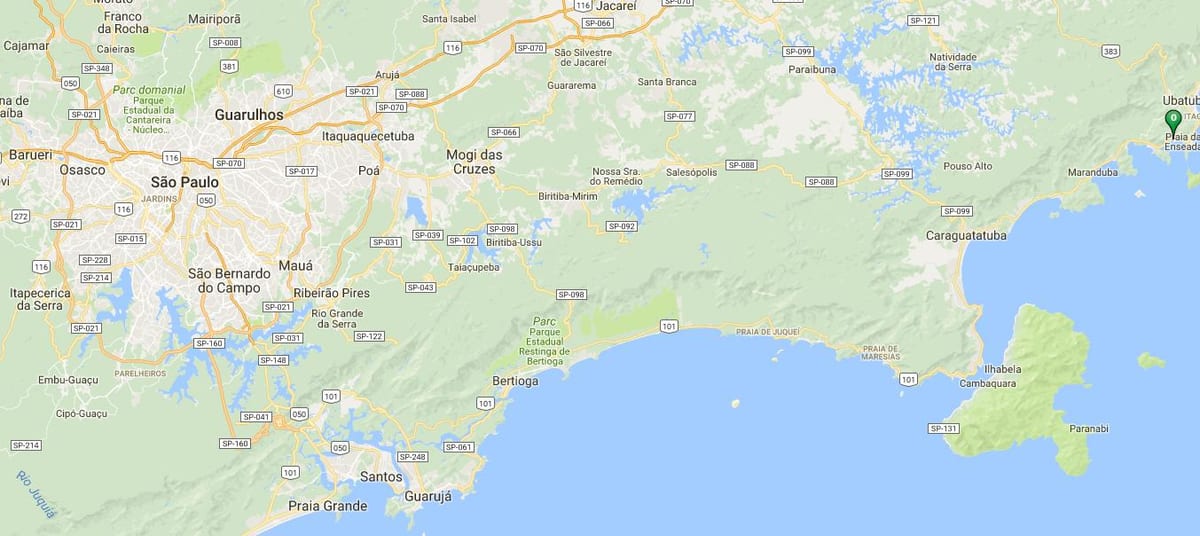 Mapa pláž Perequê Mirim