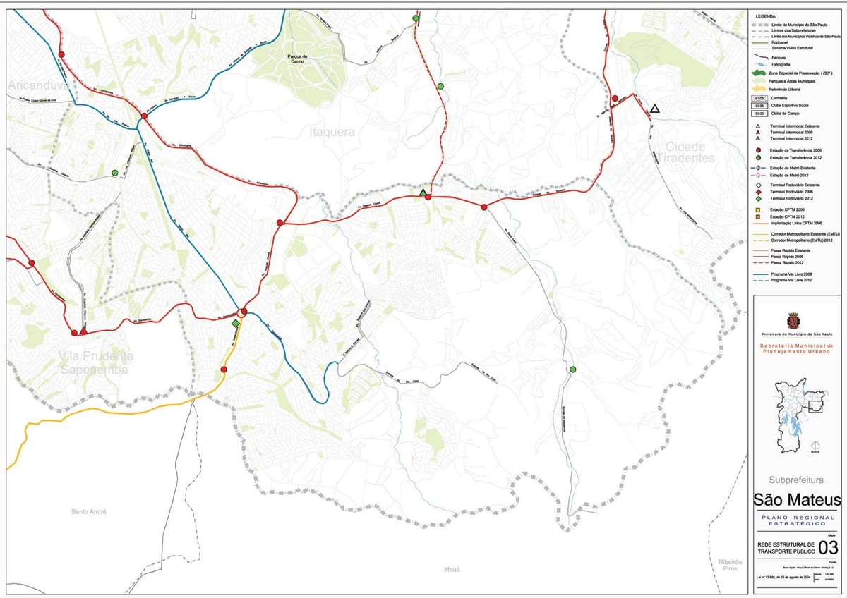 Mapa São Mateus São Paulo - Veřejné dopravě