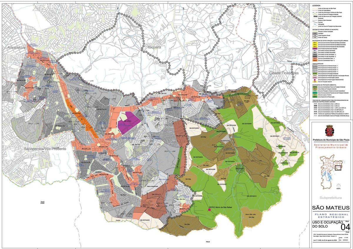 Mapa São Mateus São Paulo - zábor půdy