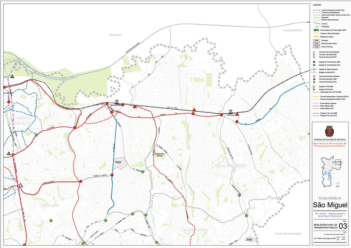 Mapa São Miguel Paulista São Paulo - Veřejné dopravě