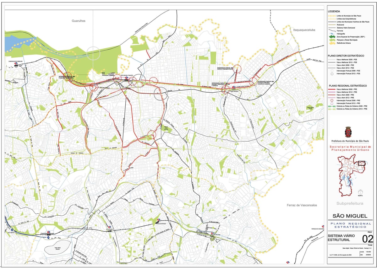 Mapa São Miguel Paulista São Paulo - Silnice