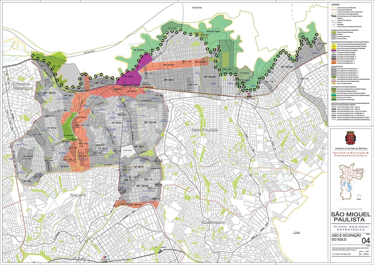 Mapa São Miguel Paulista São Paulo - zábor půdy