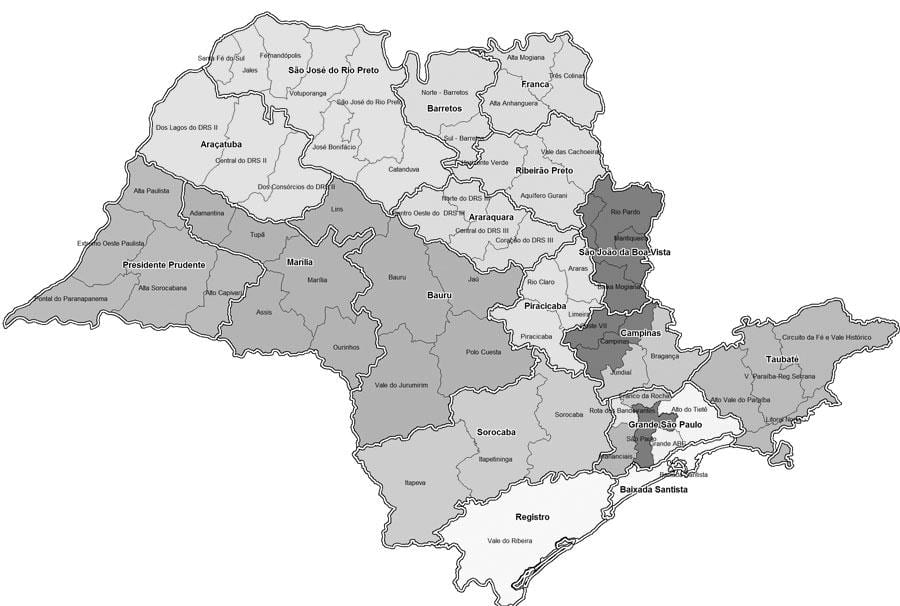 Mapa São Paulo černé a bílé