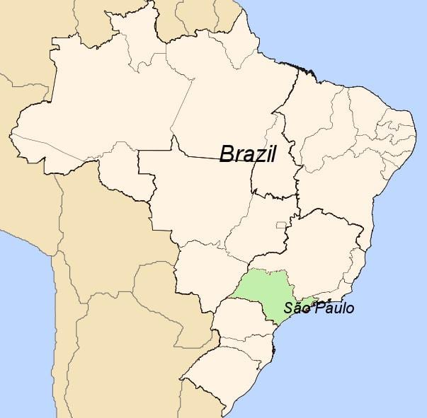 Mapa São Paulo v Brazílii