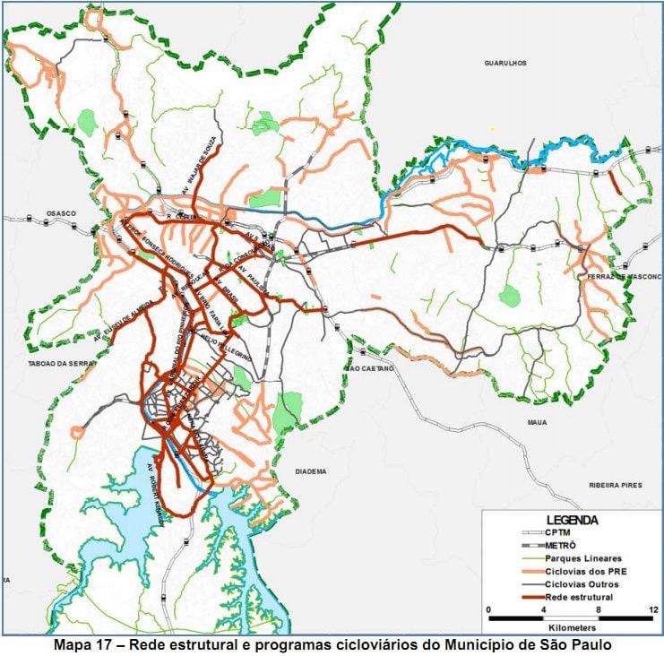 Mapa São Paulo cyklostezka