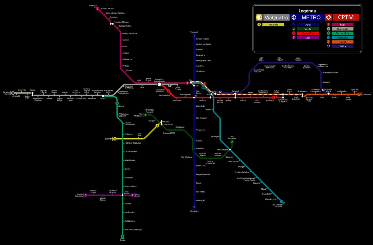 Mapa São Paulo metro, CPTM