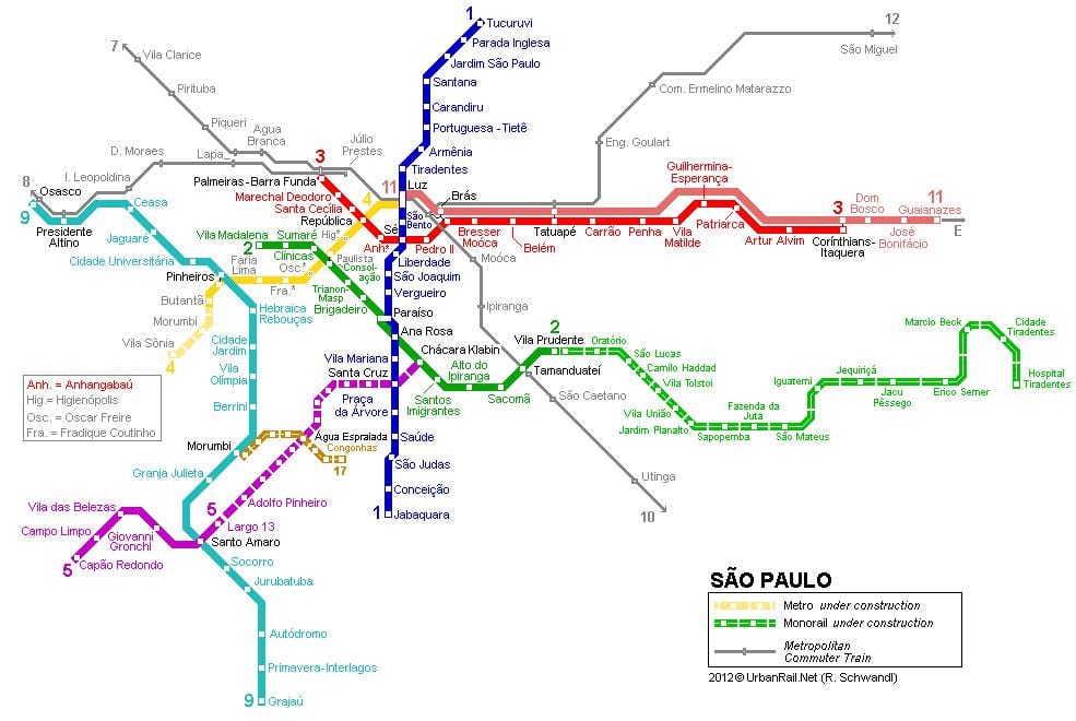 Mapa São Paulo monorail