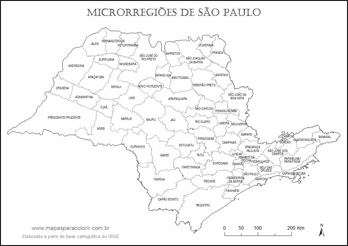 Mapa São Paulo panna - mikro-regionech