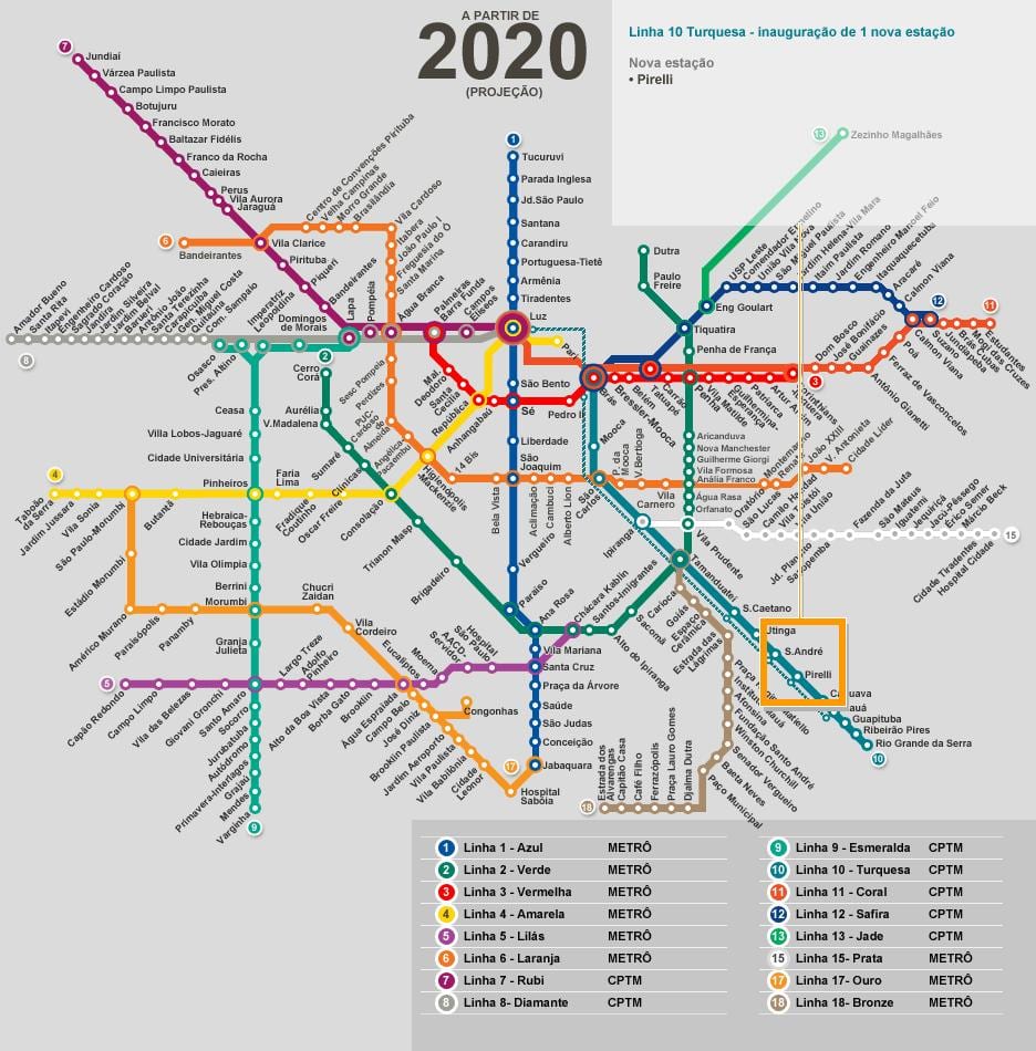 Mapa São Paulo sítě metra