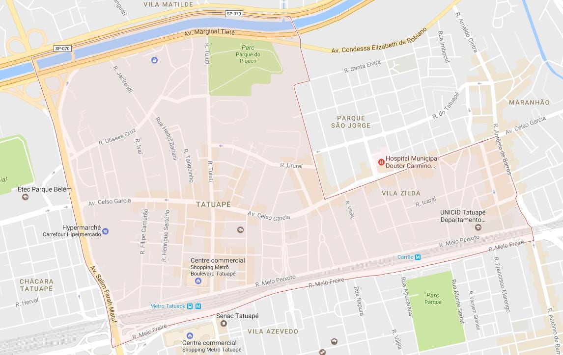 Mapa São Paulo Tatuapé
