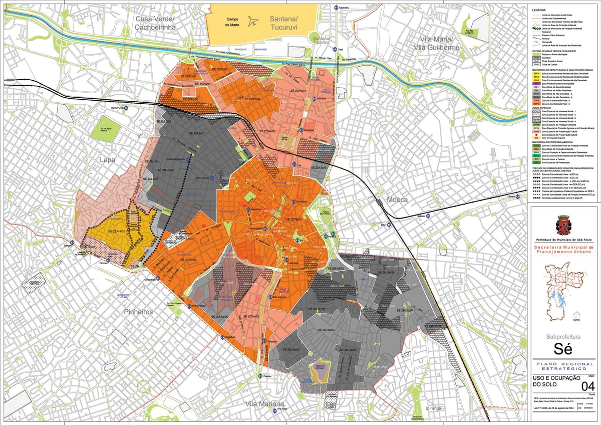 Mapa Sé São Paulo - zábor půdy