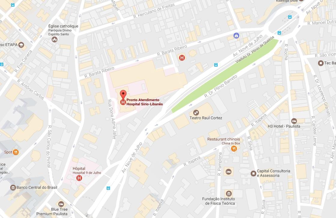 Mapa Sírio-Libanês nemocnice