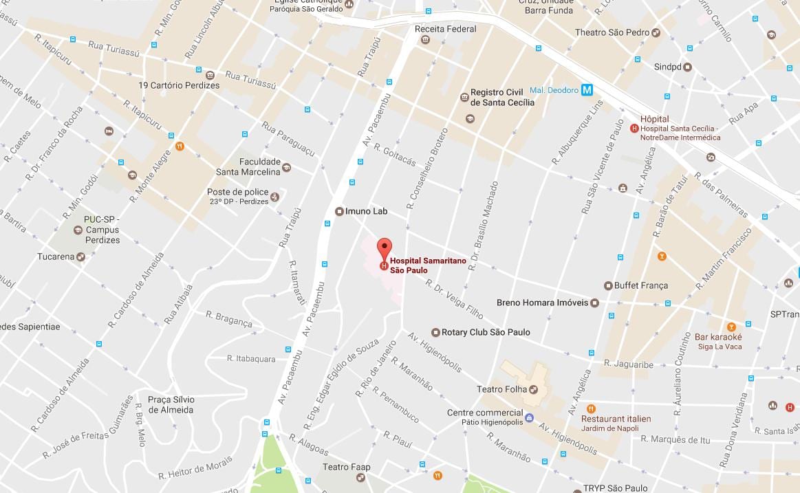 Mapa Samaritano São Paulo nemocnice