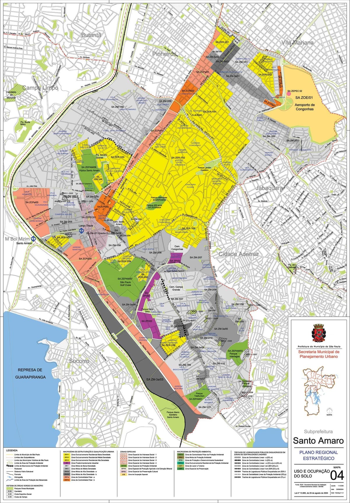 Mapa Santo Amaro São Paulo - zábor půdy