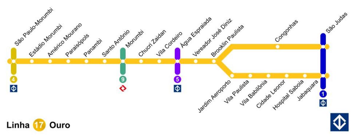 Mapa São Paulo monorail - Line 17 - Gold