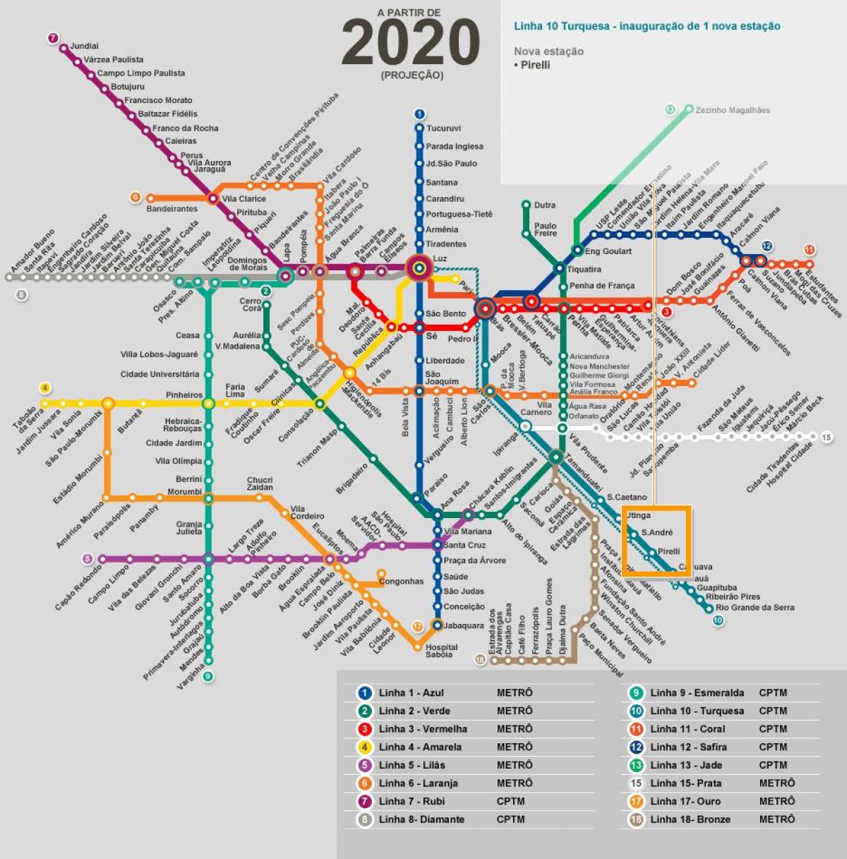 Mapa São Paulo sítě metra
