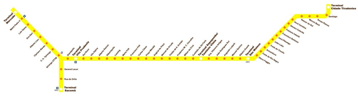 Mapu terminálu Sacomã Expresso Tiradentes