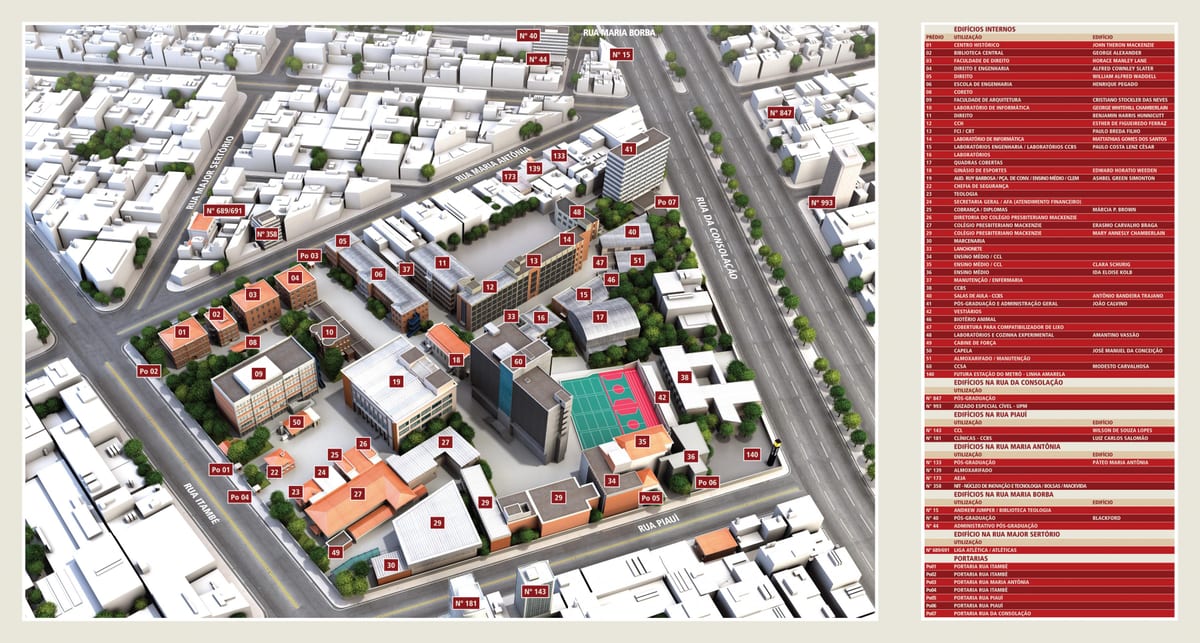 Mapa Universidade Presbiteriana Mackenzie