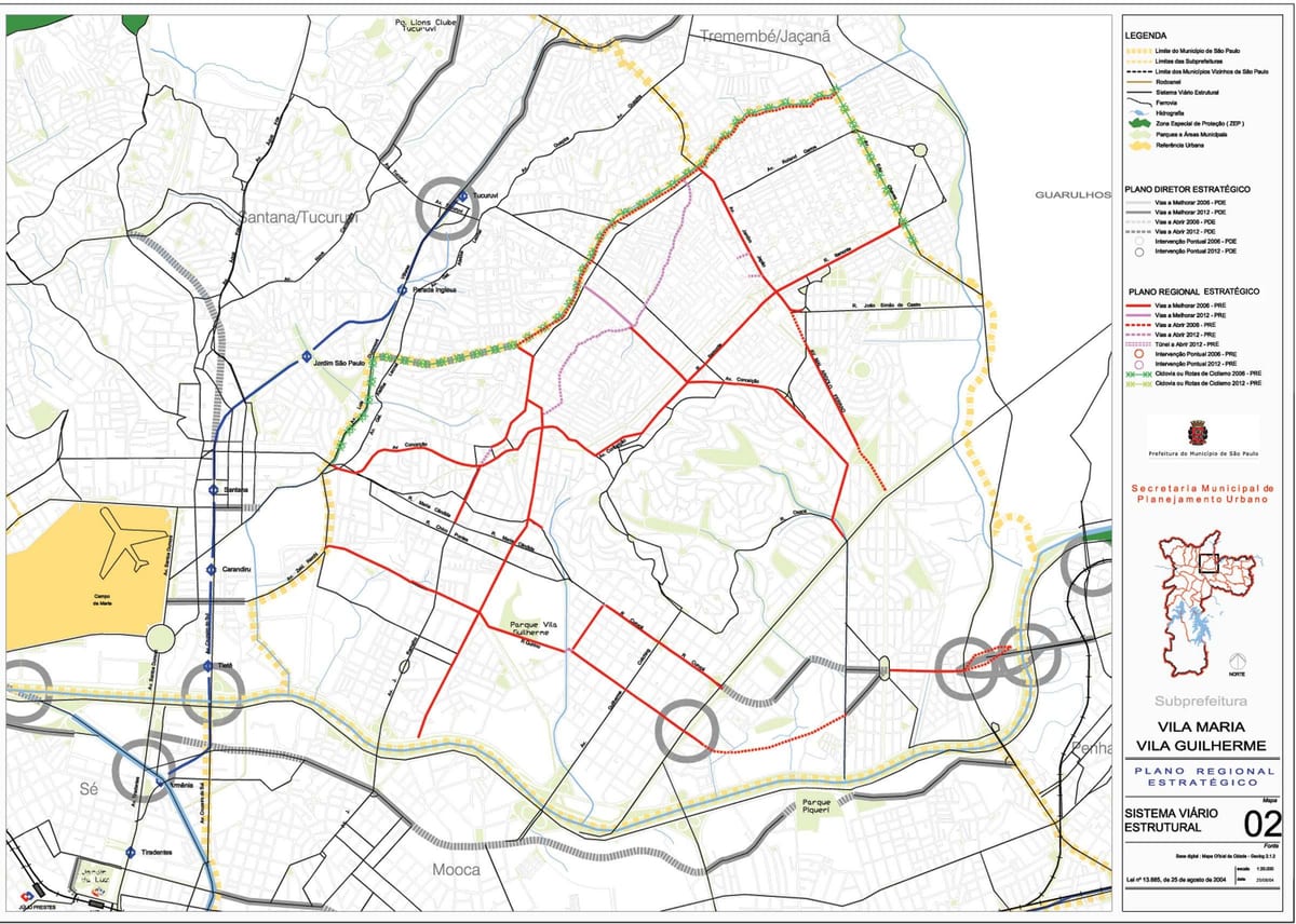 Mapa Vila Maria, São Paulo - Silnice